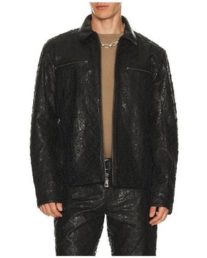 Affliction Quilted Cross Leather Jacket - Black