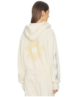 Lauren Moshi Butterfly Daisy Crop Zip Hoodie - Natural