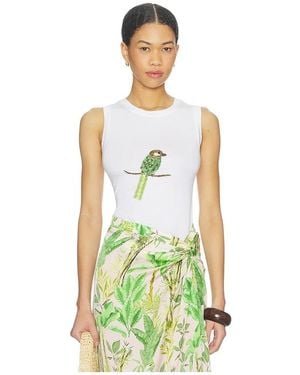VERANDAH Hand Beaded Parrot Tank En Color Blanco Talla (También En M)