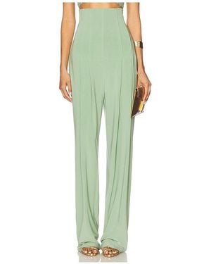 Norma Kamali High Waist Tailored Pleat Pant - Green