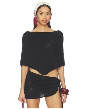 Frankie's Bikinis Poncho Scout Knit - Schwarz