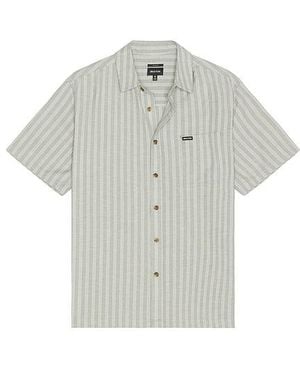 Brixton Cru Oxford Stripe Short Sleeve Shirt - White