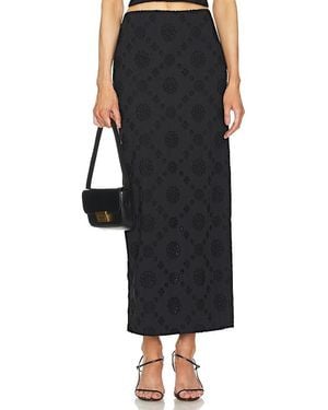 Helsa Eyelet Column Midi Skirt - Black