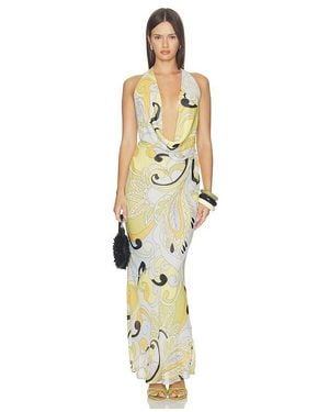 Runaway the Label Lexie Low Plunge Halter Maxi Dress - Metallic