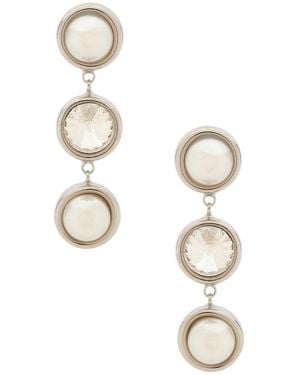 Lelet BOUCLES D'OREILLES PENDANTES CLARE CRYSTAL AND PEARL en Metallic Silver. - Blanc