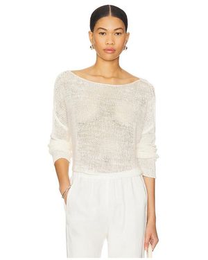 Enza Costa Linen Open Knit Bateau Jumper - White