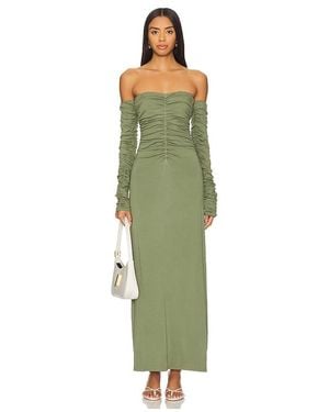 SWF Ruched Long Sleeve Maxi Dress - Green