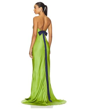 Alejandra Alonso Rojas Open Back Gown With Bow - Green