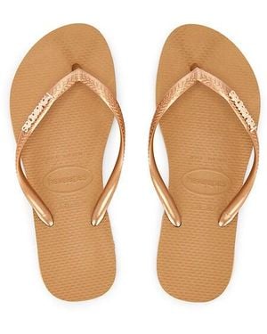 Havaianas Sandalia Slim Logo Metallic En Color Oro Metálico Talla (También En 37/38, 41/42, 39/40)