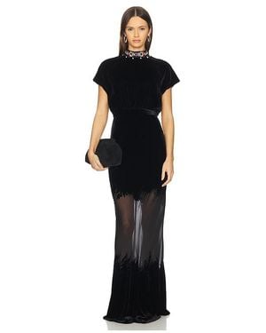 Saloni Fabienne Long Dress - Black