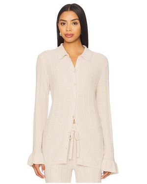 Barefoot Dreams Cozychic Ultra Lite Ribbed Ruffle Cuff Shirt - Natural