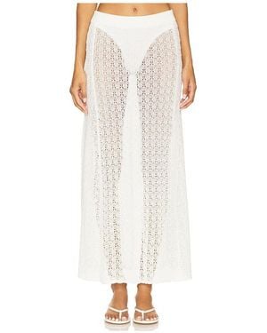 Ganni 'shiny Pointelle Knit' Skirt in White | Lyst