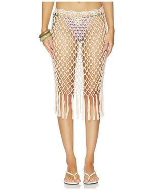 Frankie's Bikinis Star Crochet Midi Skirt - Natural