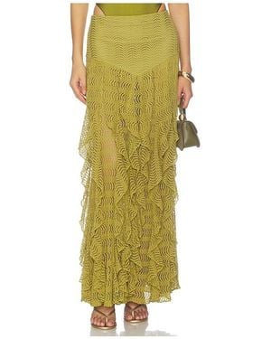 PATBO Petal Sheen Mesh Maxi Skirt - Green