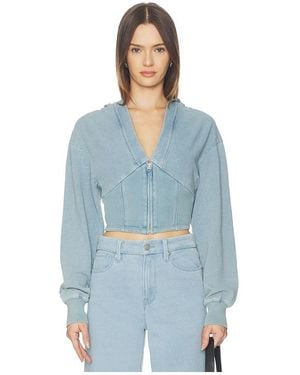 GOOD AMERICAN Jeanius Zip Up Hoodie - Blue