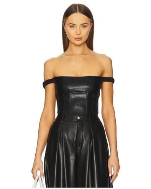 WeWoreWhat Off Shoulder Faux Leather Corset - Black