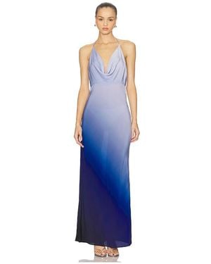 Shona Joy Lottie Silk Low Cowl Maxi Dress - Blue