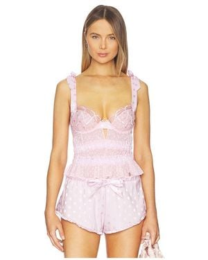 For Love & Lemons Slotted Hearts Bustier - White