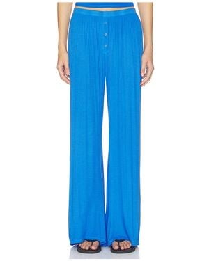 Michael Lauren Laguna Wide Leg Pant With Snaps - Blue