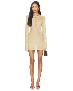 SER.O.YA Emeri Metallic Knit Mini Dress - Natural