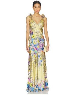 CAMILLA Bias Slip Dress With Back Frill - Metallic