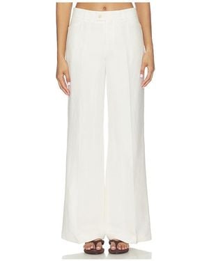 Closed Flared Linen Pants - White