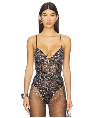 Alex Perry Crystal Mesh Bodysuit - Brown