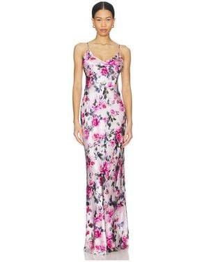 L'Agence Serita Maxi V Neck Bias Dress - Red
