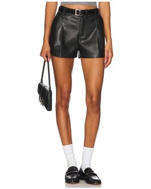 LBLC The Label Vegan Leather High-Waisted Shorts - Black