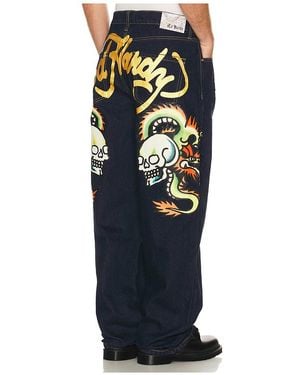 Ed Hardy Pantalones Denim Holgados Dragons Selvage En Color Azul Talla (También En 32, 34, 36)