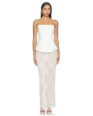 Bronx and Banco Strapless Satin And Lace Maxi Dress - White