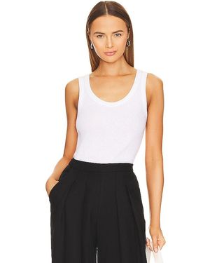 Enza Costa Pointelle Baseball Tank - White