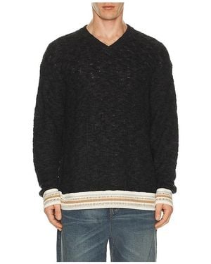 Scotch & Soda V Neck Cable Loose Fit Pullover - Black