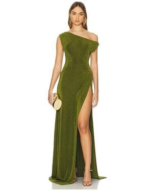Khanums Slinky Off The Shoulder Maxi Dress - Green