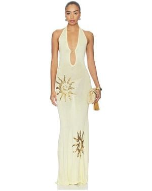 Runaway the Label Sabrina Halter Knit Maxi Dress - White
