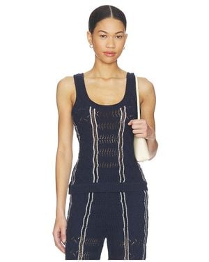 Central Park West Amber Squiggle Stitch Tank - Blue