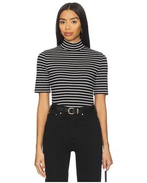 Rag & Bone The Knit Stripe Rib Turtleneck Tee - Black