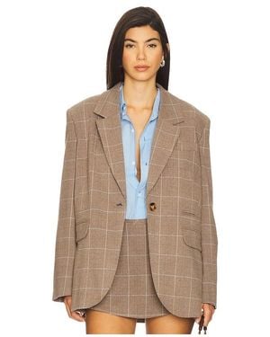 Free People Paper Cut Blazer Pinstripe - Brown
