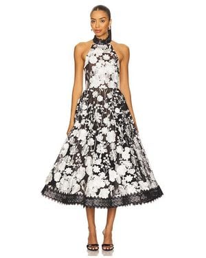 Bronx and Banco Midi-Kleid Greta Bouquet - Weiß