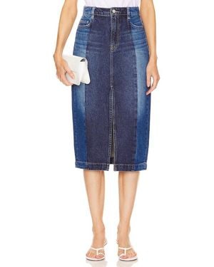 GRLFRND Robin Seamed Tonal Midi Skirt - Blue
