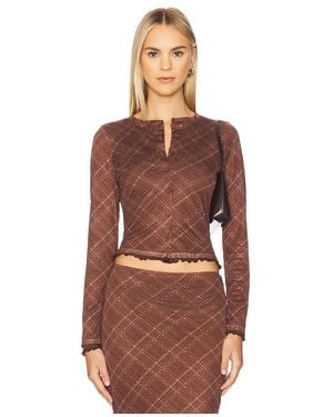 Line & Dot Richard Plaid Button Down Top - Brown