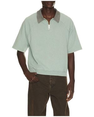 BOUND Acid Wash Jersey 1/2 Zip Polo - Green