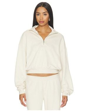 Skims Drapey French Terry Half Zip Pullover - White