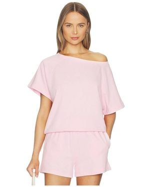 WellBeing + BeingWell Whitney Off Shoulder Sweatshirt - Pink