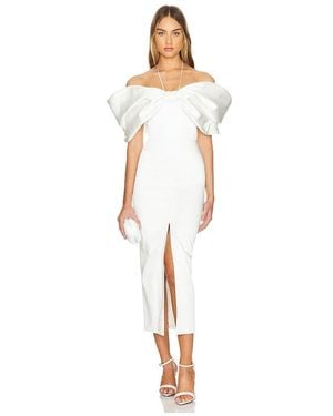 Rasario Bow Embellished Midi Dress - White