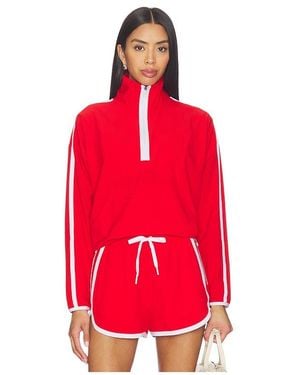 Beyond Yoga The Course Contrast Half Zip Pullover - Red
