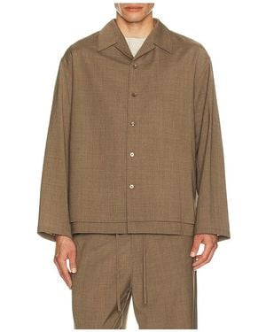 LE17SEPTEMBRE Double Layered Open Collar Shirt - Brown