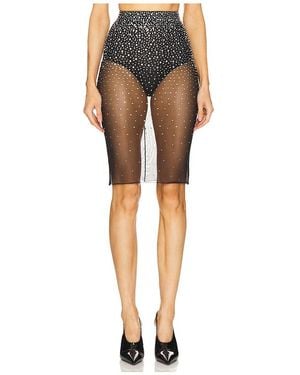 Alex Perry Crystal Mesh Midi Skirt - Black