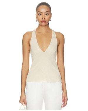 Lovers + Friends Rosanna Metallic V Neck Top - White