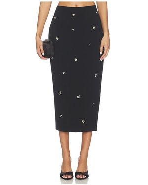 MILLY Heart Applique Maxi Skirt - Black